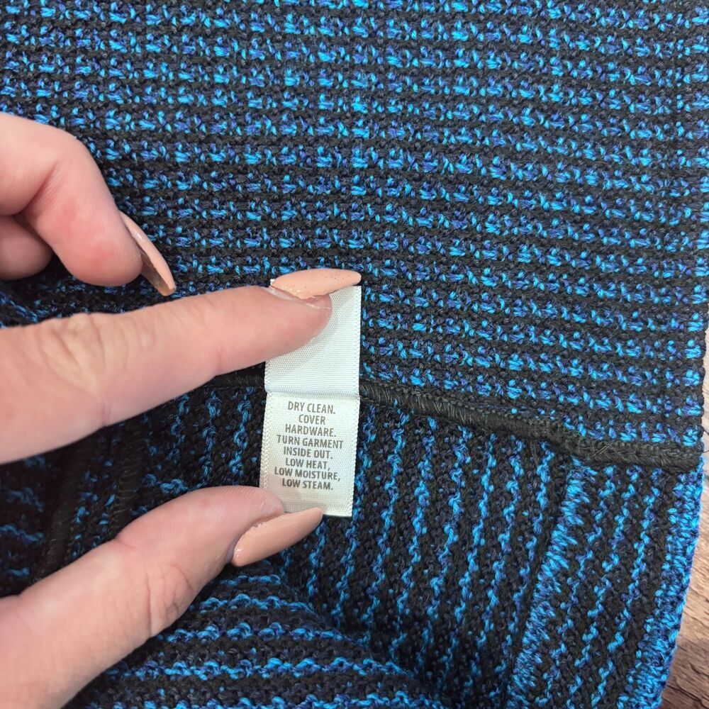 St. John Blue Black Boucle Tweed Knit Wool Blend Blazer Womens Size 8 Luxury EUC - Picture 8 of 8